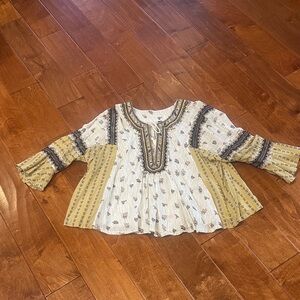 FP Movement by Free People Yellow and Cream Blouse